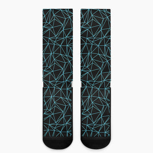 Black And Blue Geometric Mosaic Print Crew Socks