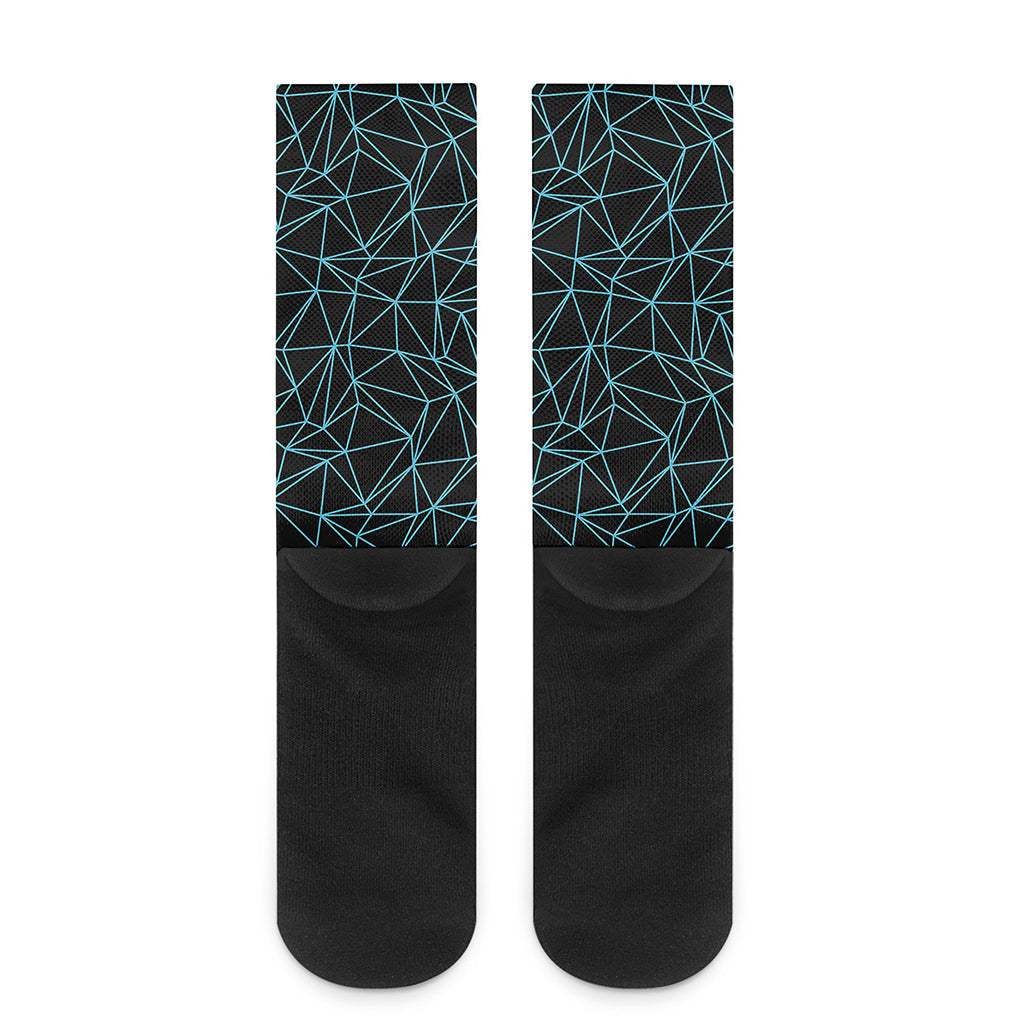 Black And Blue Geometric Mosaic Print Crew Socks