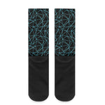 Black And Blue Geometric Mosaic Print Crew Socks