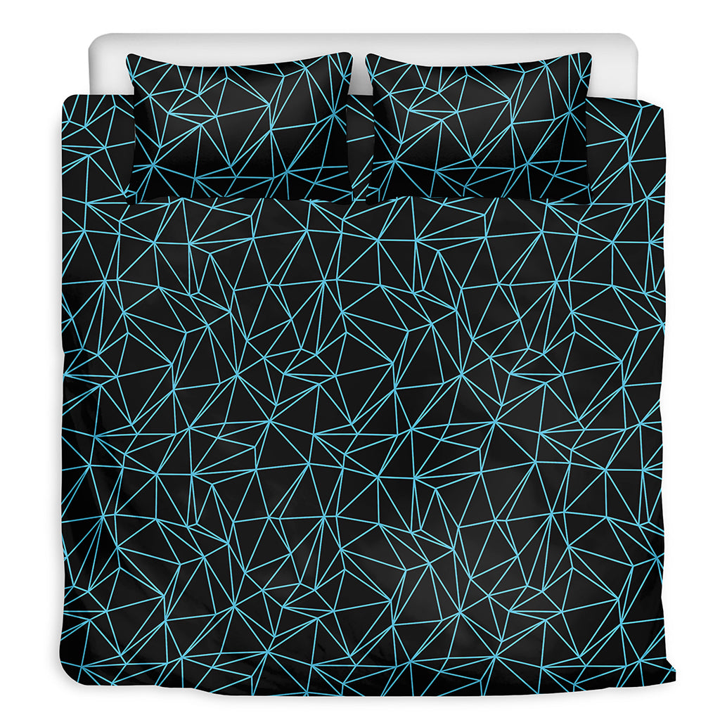 Black And Blue Geometric Mosaic Print Duvet Cover Bedding Set