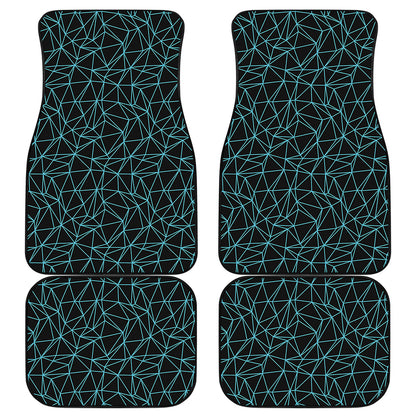 Black And Blue Geometric Mosaic Print Front and Back Car Floor Mats