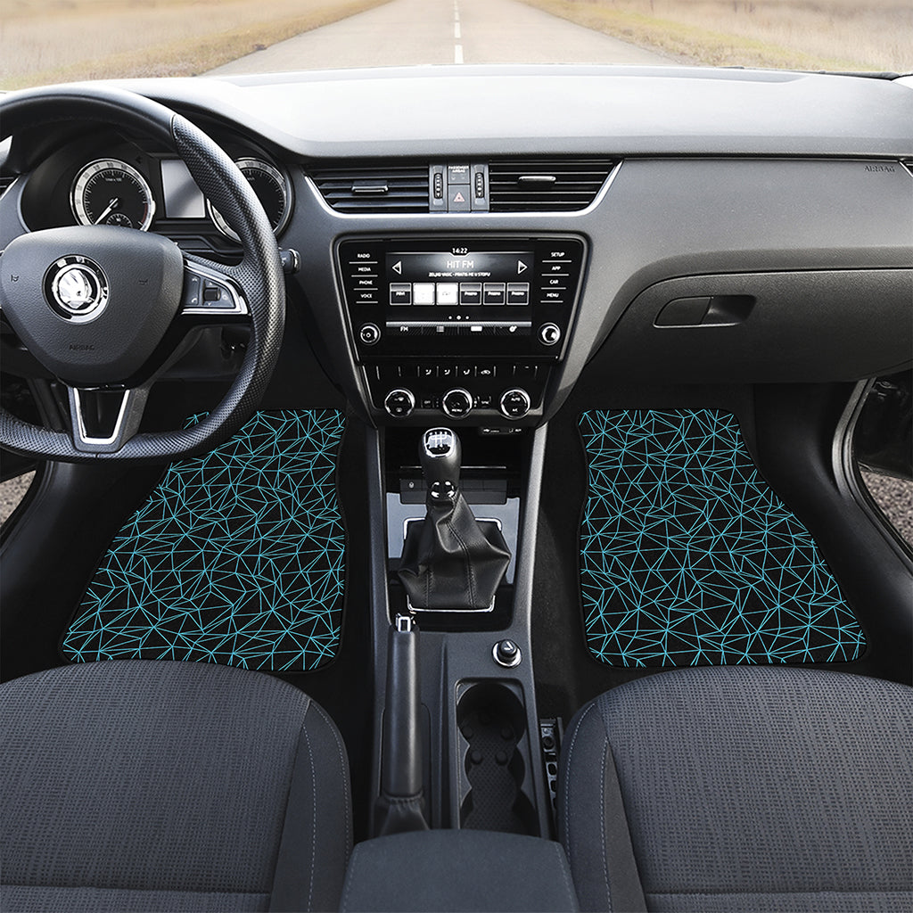 Black And Blue Geometric Mosaic Print Front and Back Car Floor Mats