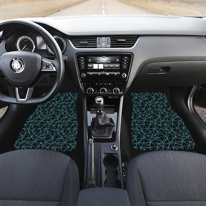 Black And Blue Geometric Mosaic Print Front and Back Car Floor Mats