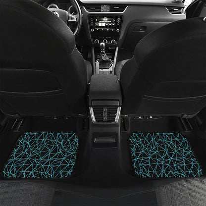 Black And Blue Geometric Mosaic Print Front and Back Car Floor Mats