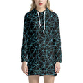 Black And Blue Geometric Mosaic Print Pullover Hoodie Dress