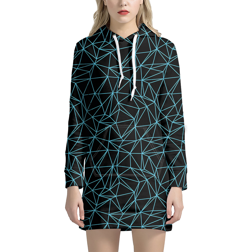 Black And Blue Geometric Mosaic Print Hoodie Dress