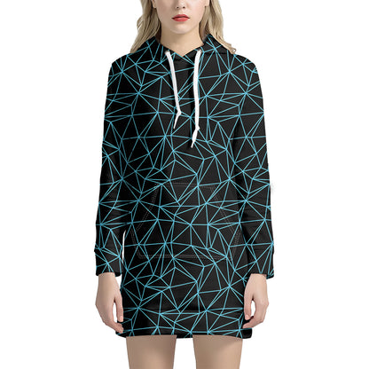 Black And Blue Geometric Mosaic Print Hoodie Dress