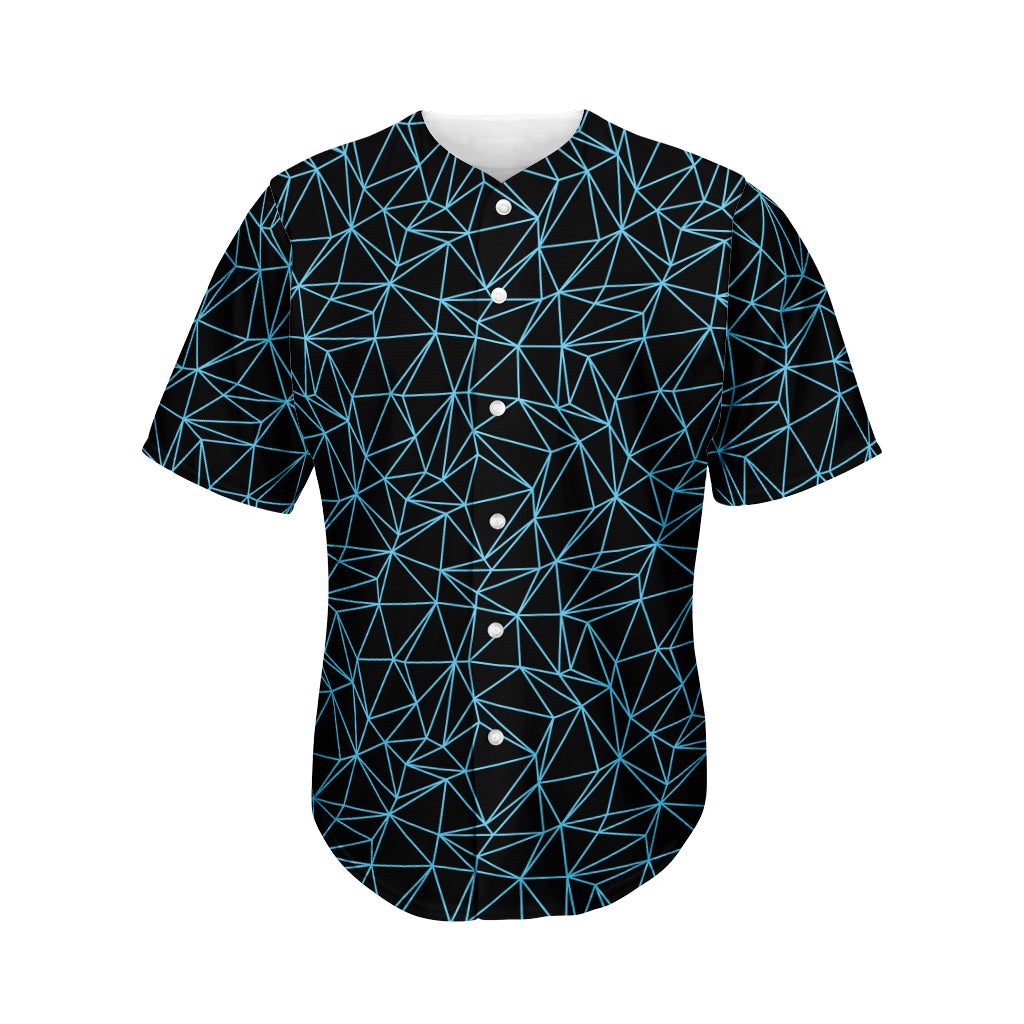 Black And Blue Geometric Mosaic Print Men's Baseball Jersey