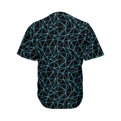 Black And Blue Geometric Mosaic Print Men's Baseball Jersey