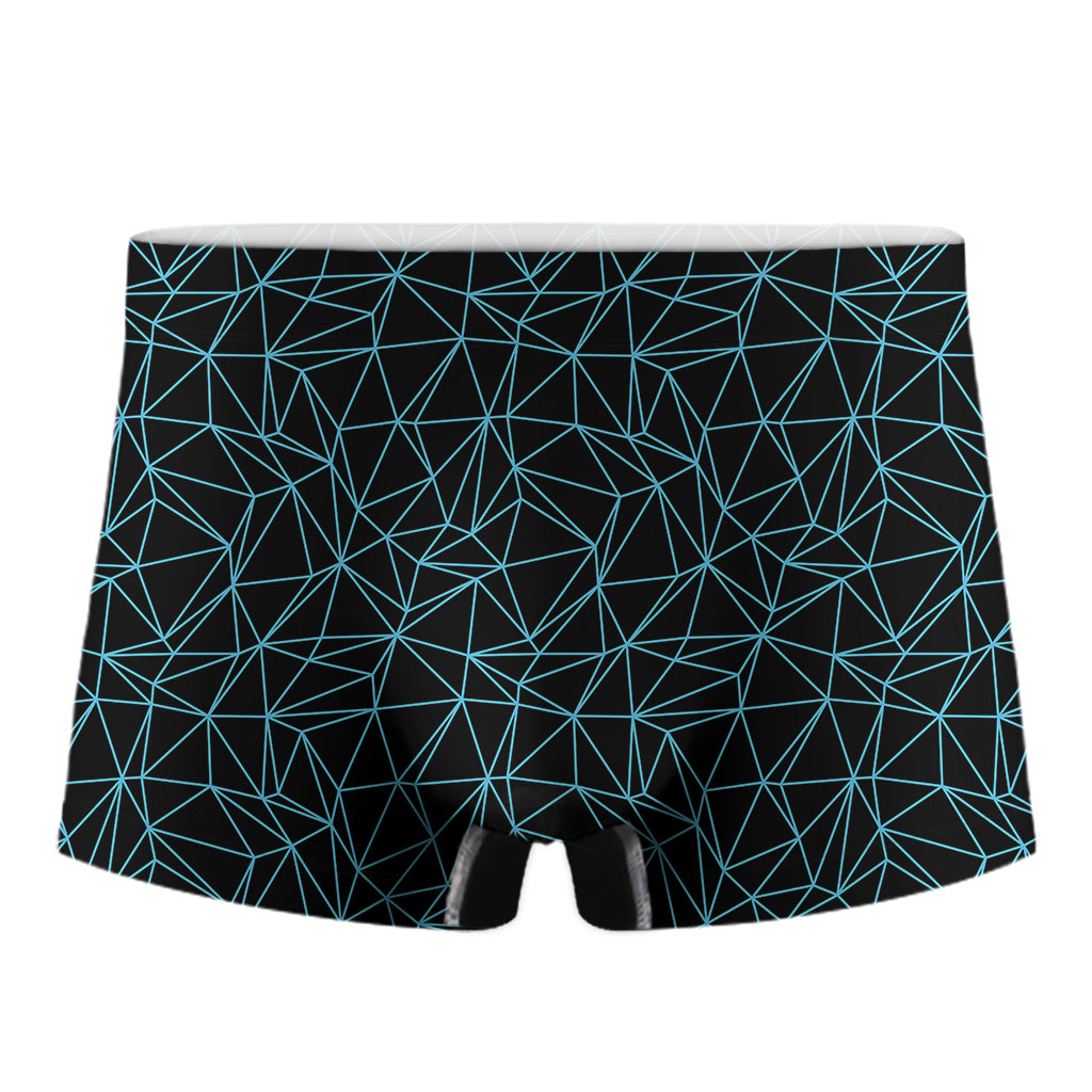 Black And Blue Geometric Mosaic Print Men's Boxer Briefs