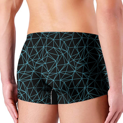 Black And Blue Geometric Mosaic Print Men's Boxer Briefs