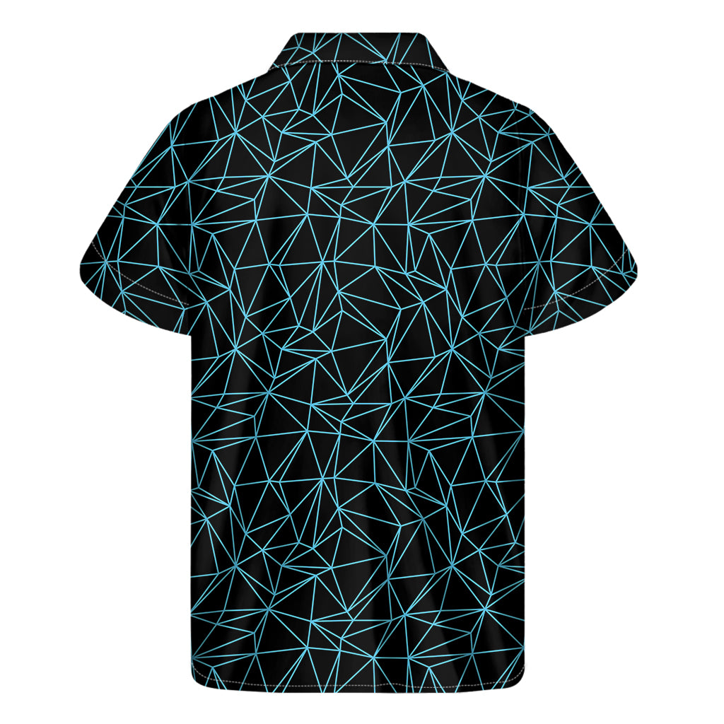 Black And Blue Geometric Mosaic Print Men's Short Sleeve Shirt