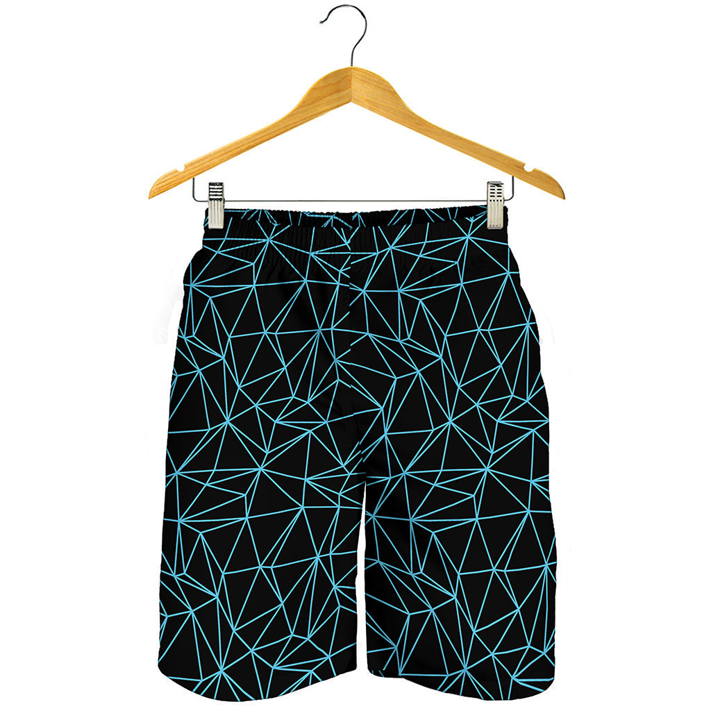 Black And Blue Geometric Mosaic Print Men's Shorts