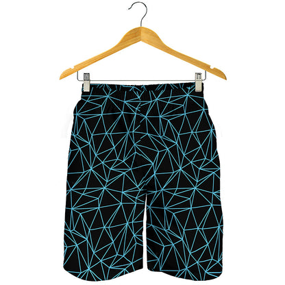 Black And Blue Geometric Mosaic Print Men's Shorts