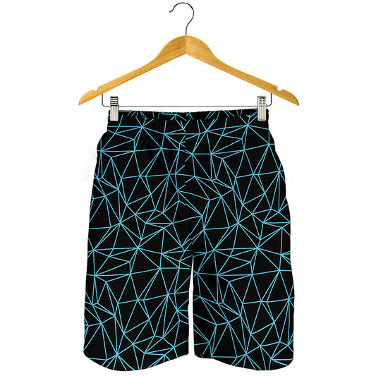 Black And Blue Geometric Mosaic Print Men's Shorts