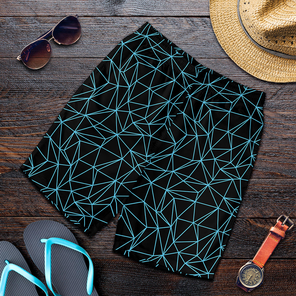 Black And Blue Geometric Mosaic Print Men's Shorts