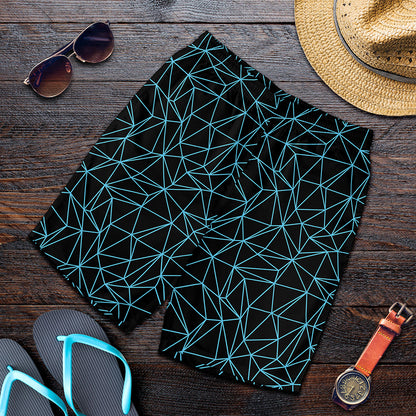 Black And Blue Geometric Mosaic Print Men's Shorts
