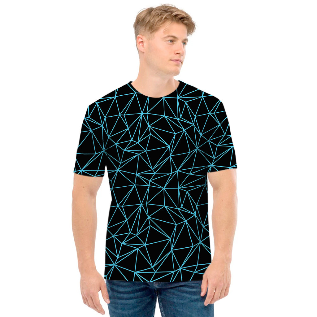 Black And Blue Geometric Mosaic Print Men's T-Shirt
