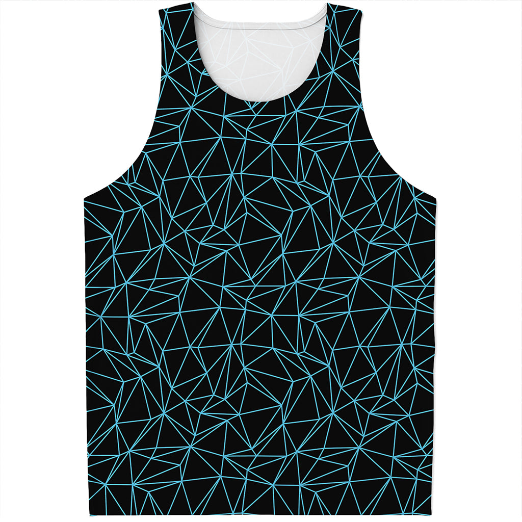 Black And Blue Geometric Mosaic Print Men's Tank Top