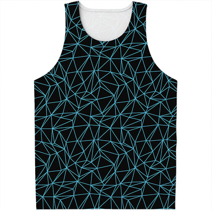 Black And Blue Geometric Mosaic Print Men's Tank Top