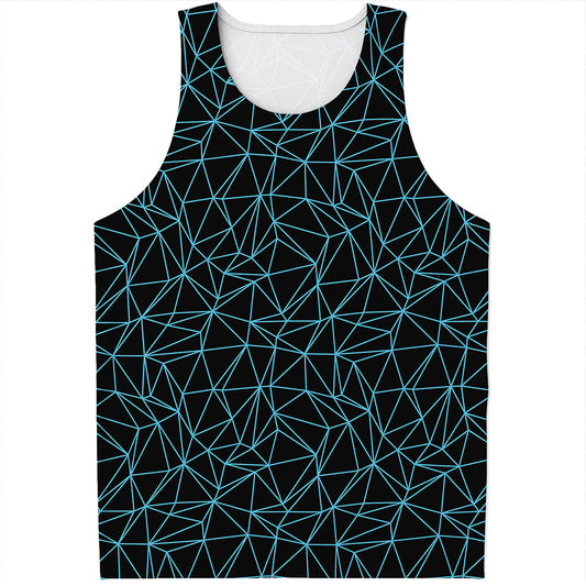 Black And Blue Geometric Mosaic Print Men's Tank Top