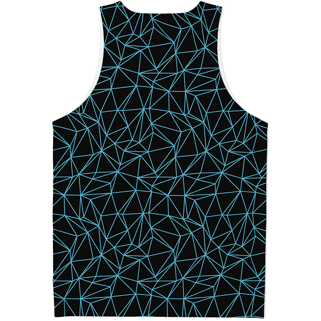 Black And Blue Geometric Mosaic Print Men's Tank Top