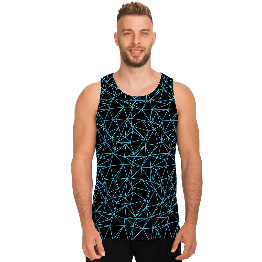 Black And Blue Geometric Mosaic Print Men's Tank Top