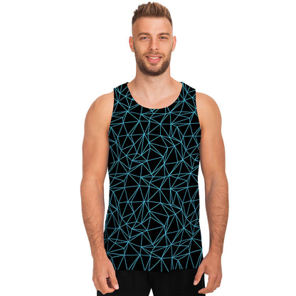 Black And Blue Geometric Mosaic Print Men's Tank Top