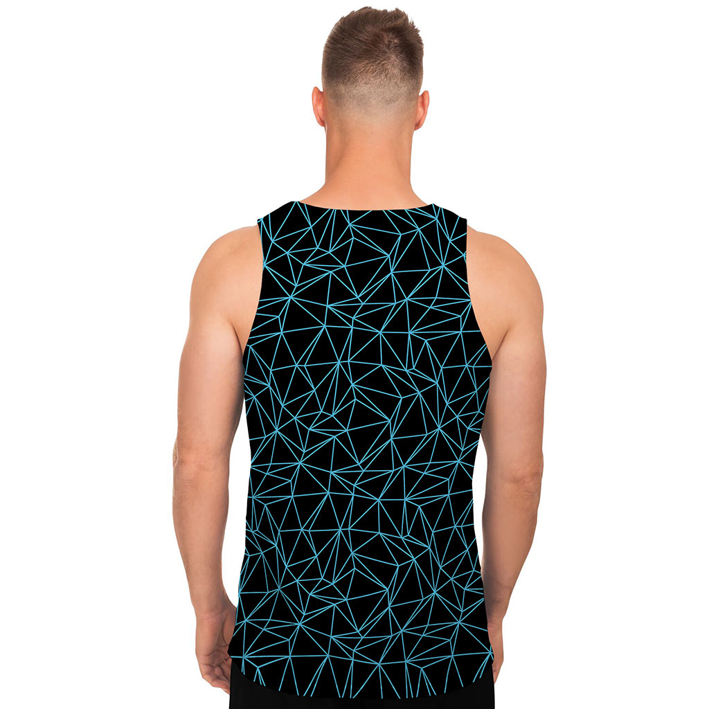 Black And Blue Geometric Mosaic Print Men's Tank Top