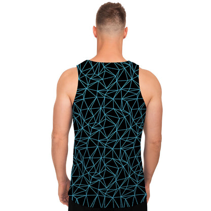 Black And Blue Geometric Mosaic Print Men's Tank Top