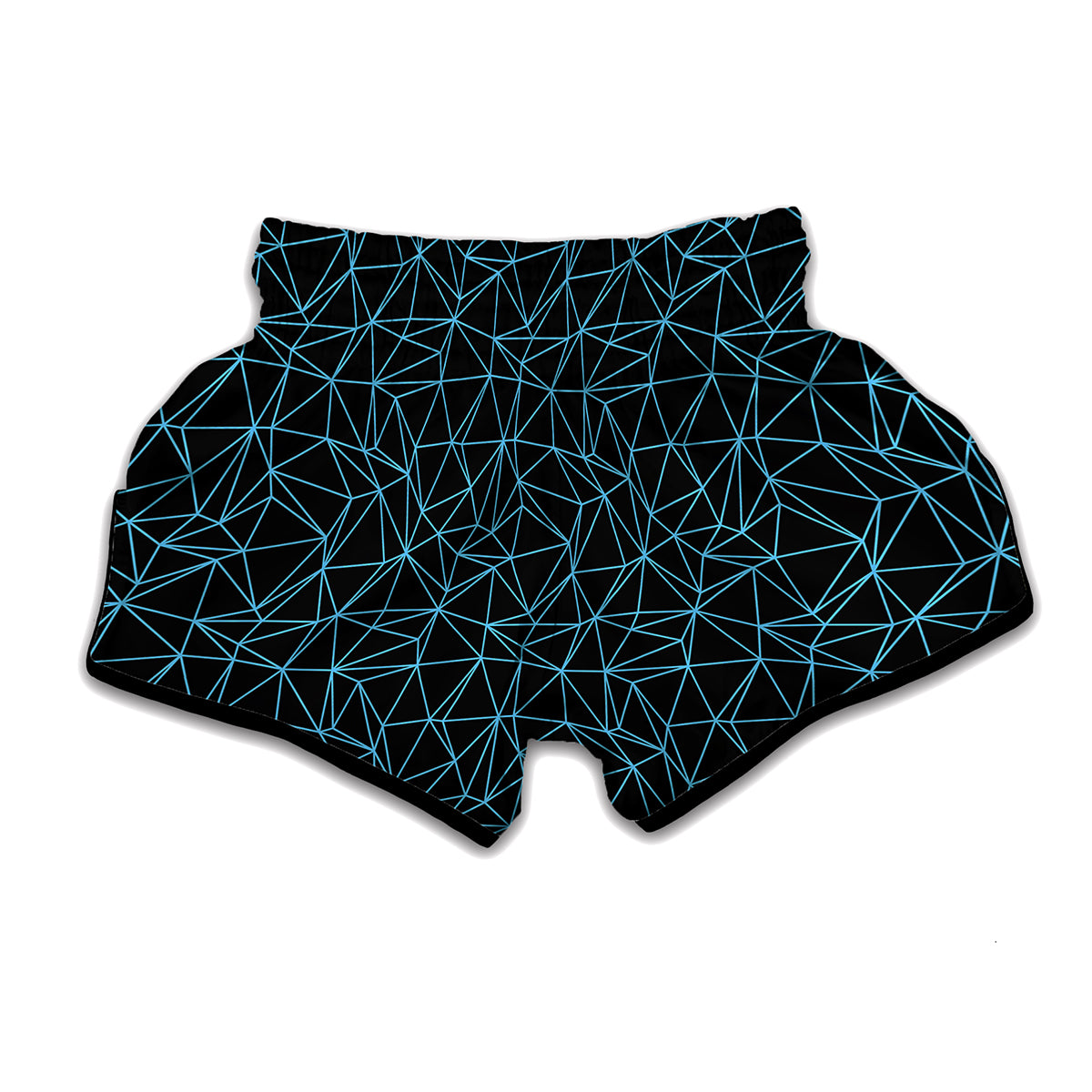 Black And Blue Geometric Mosaic Print Muay Thai Boxing Shorts