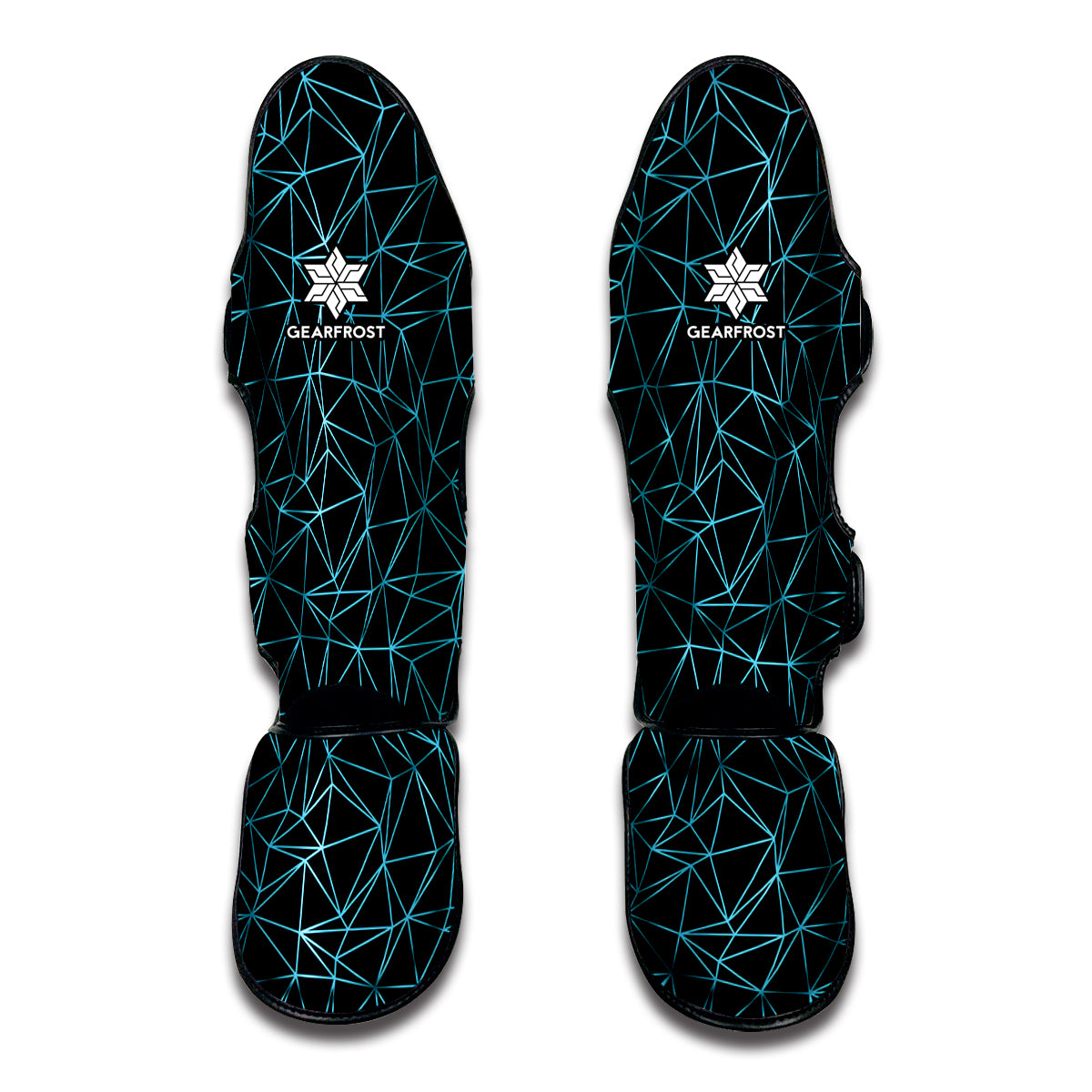Black And Blue Geometric Mosaic Print Muay Thai Shin Guard
