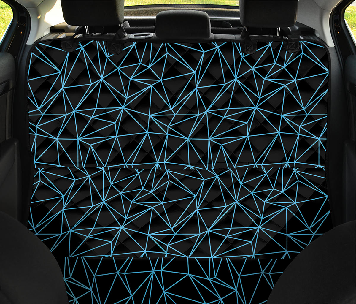 Black And Blue Geometric Mosaic Print Pet Car Back Seat Cover