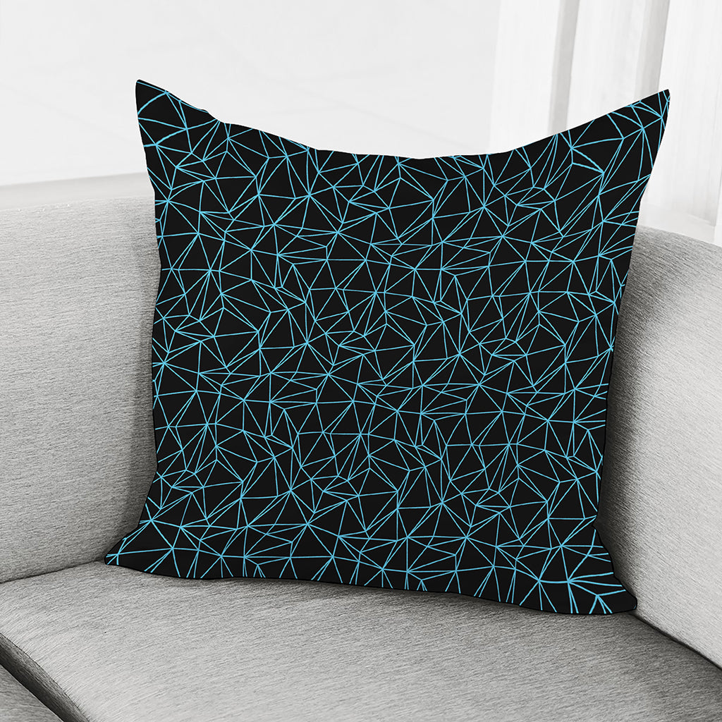 Black And Blue Geometric Mosaic Print Pillow Cover