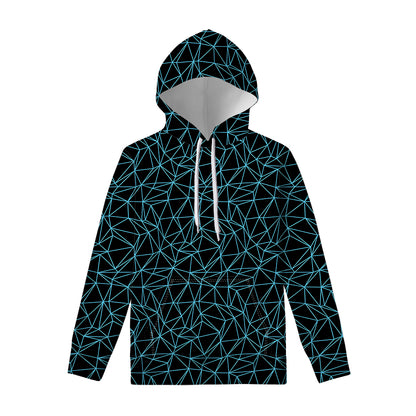 Black And Blue Geometric Mosaic Print Pullover Hoodie