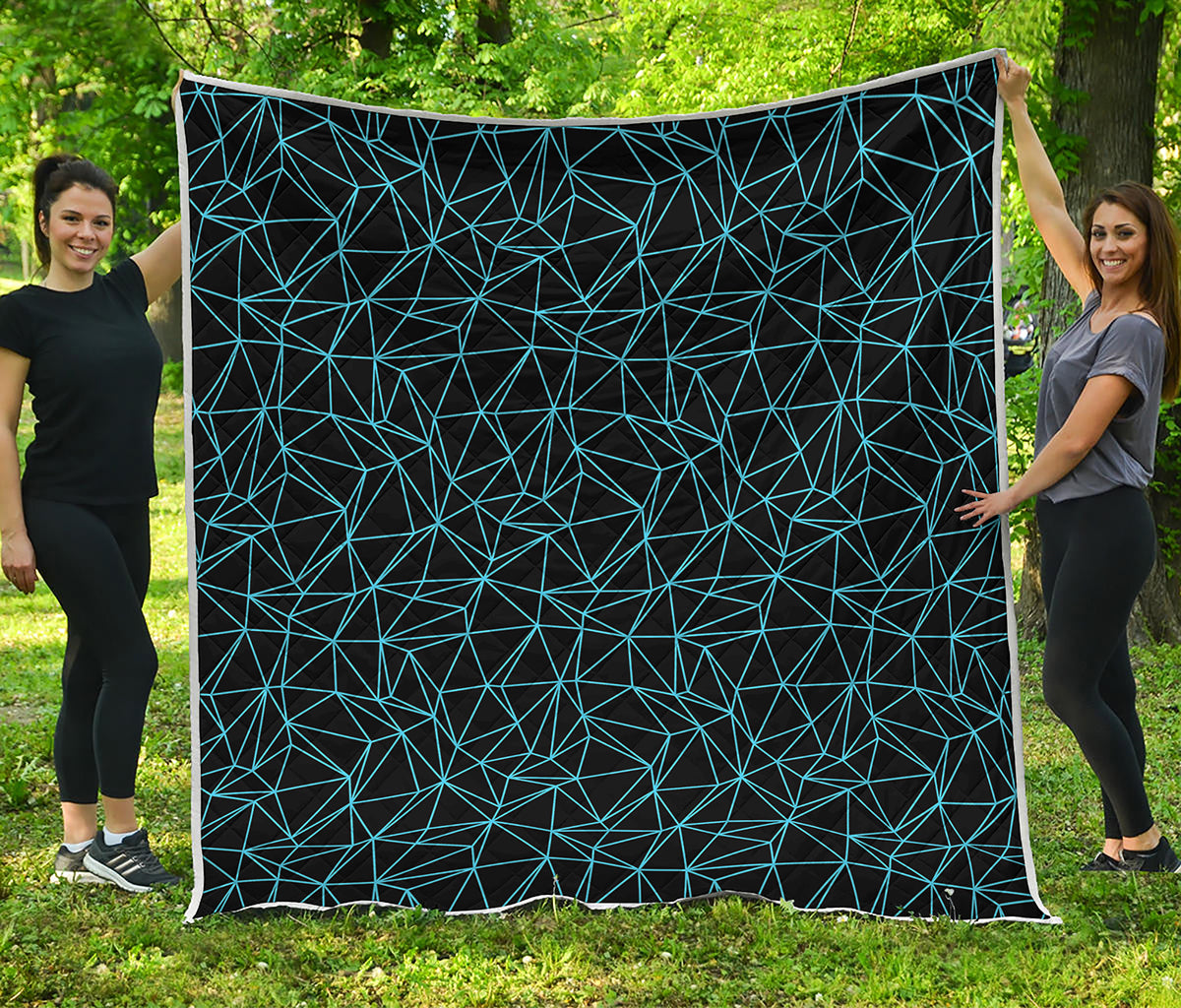 Black And Blue Geometric Mosaic Print Quilt