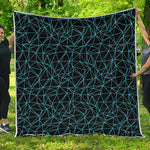 Black And Blue Geometric Mosaic Print Quilt