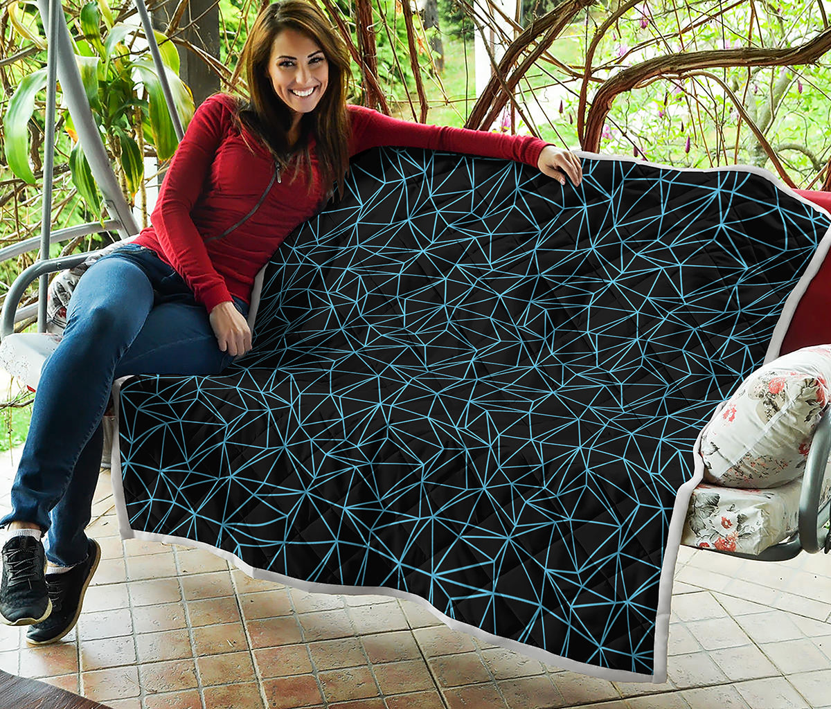 Black And Blue Geometric Mosaic Print Quilt