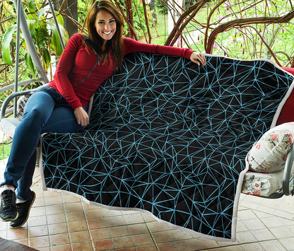 Black And Blue Geometric Mosaic Print Quilt