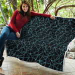 Black And Blue Geometric Mosaic Print Quilt
