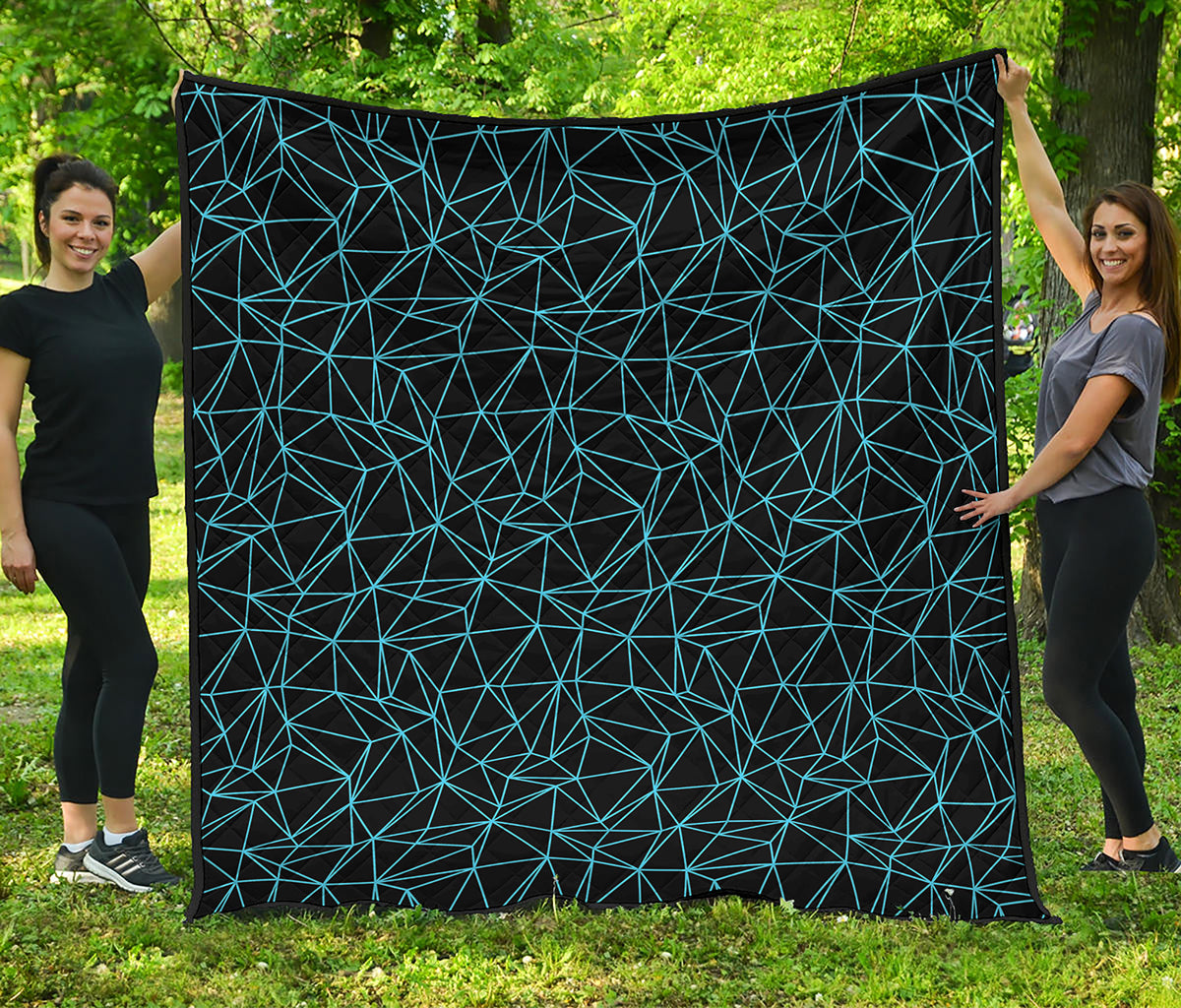 Black And Blue Geometric Mosaic Print Quilt