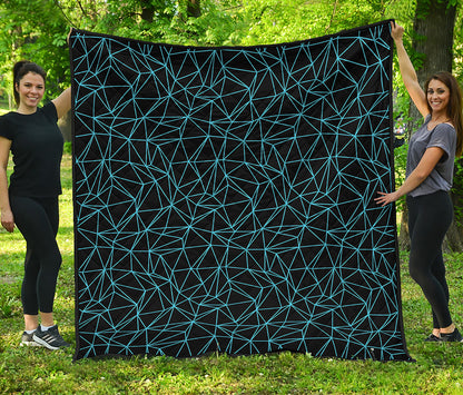 Black And Blue Geometric Mosaic Print Quilt