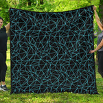 Black And Blue Geometric Mosaic Print Quilt
