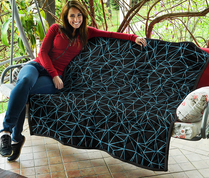 Black And Blue Geometric Mosaic Print Quilt