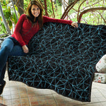 Black And Blue Geometric Mosaic Print Quilt
