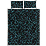 Black And Blue Geometric Mosaic Print Quilt Bed Set