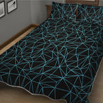 Black And Blue Geometric Mosaic Print Quilt Bed Set