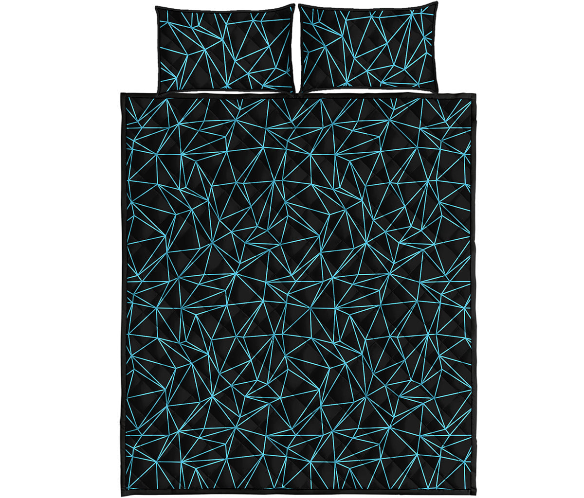 Black And Blue Geometric Mosaic Print Quilt Bed Set