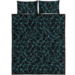 Black And Blue Geometric Mosaic Print Quilt Bed Set