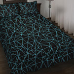 Black And Blue Geometric Mosaic Print Quilt Bed Set